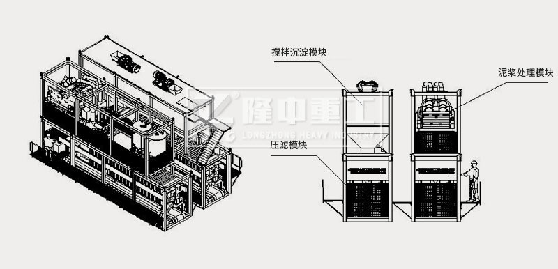 模塊化打樁泥漿處理設備結構示意